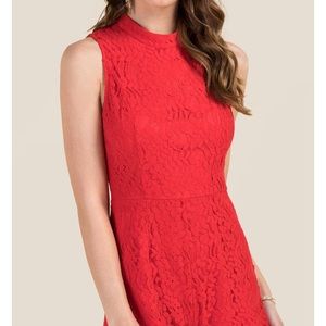 Red lace romper